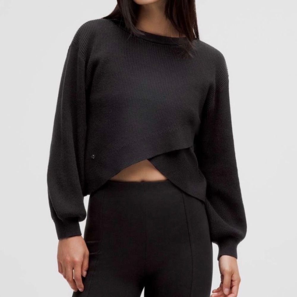 NEW Lululemon Reversible Crossover Sweater Black W3IU5S Women XS Boxy